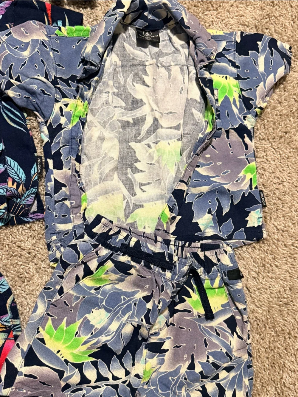 Volcom Kids Tropical Floral Matching Sets in Navy, Orange, Lime, Purple